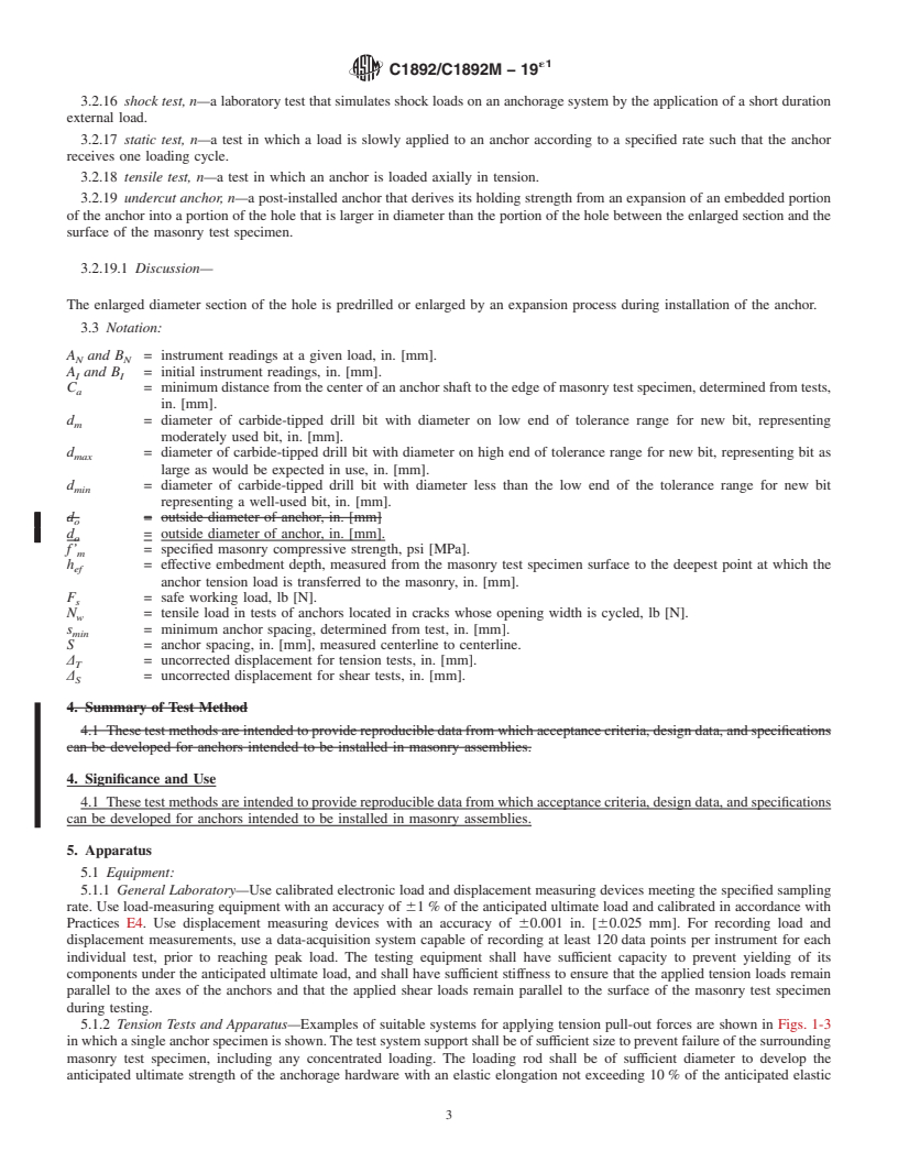 REDLINE ASTM C1892/C1892M-19e1 - Standard Test Methods for Strength of Anchors in Masonry