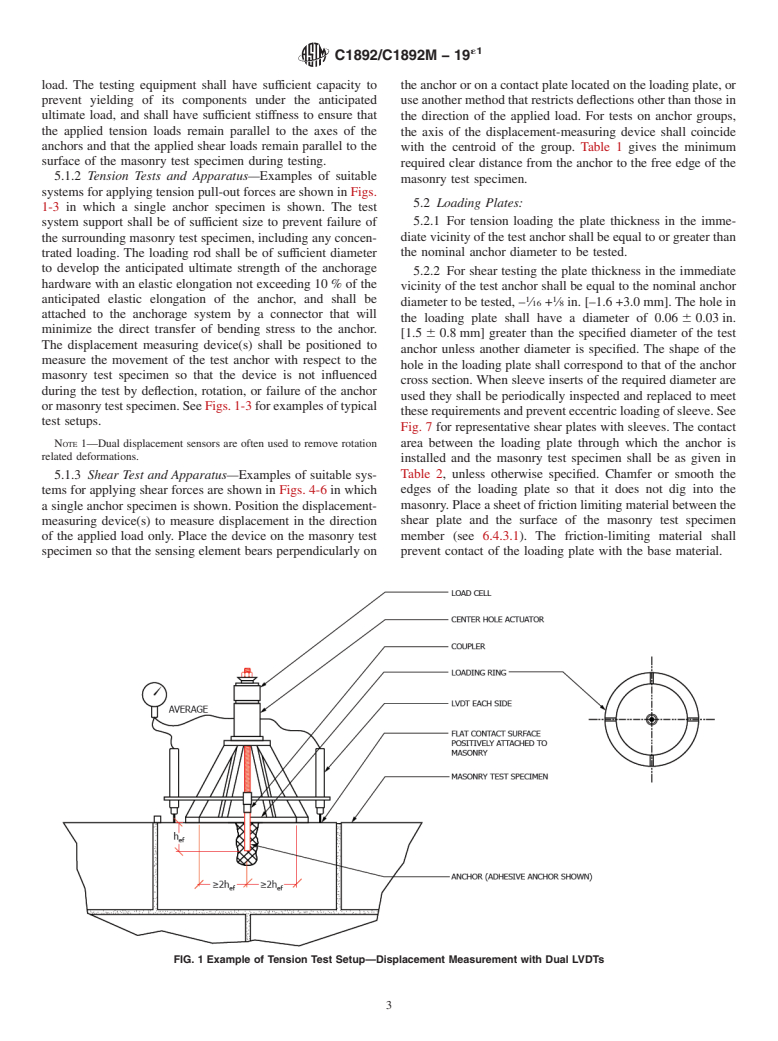 ASTM C1892/C1892M-19e1 - Standard Test Methods for Strength of Anchors in Masonry