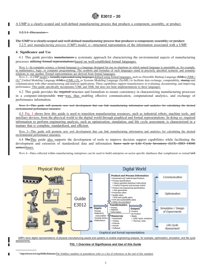 REDLINE ASTM E3012-20 - Standard Guide for Characterizing Environmental Aspects of Manufacturing Processes