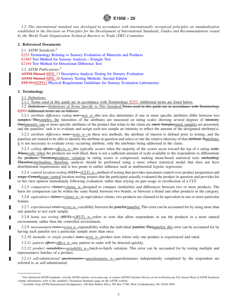 REDLINE ASTM E1958-20 - Standard Guide for Sensory Claim Substantiation
