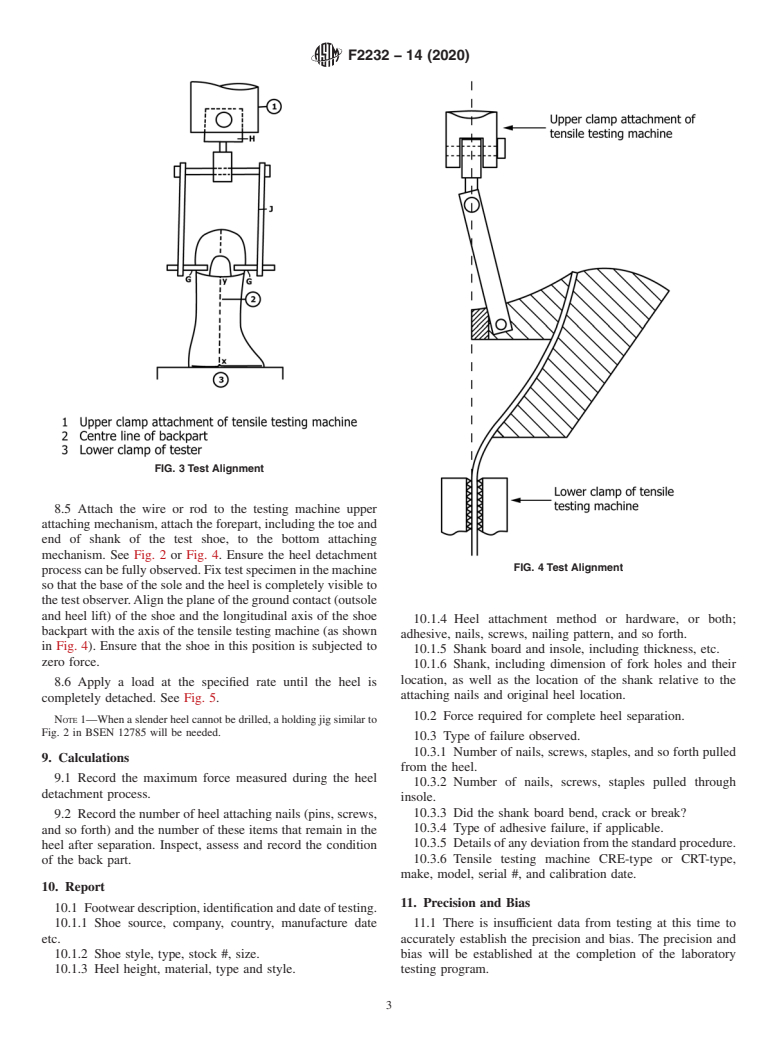 ASTM F2232-14(2020) - Standard Test Method for Determining the Longitudinal Load Required to Detach High Heels  from Footwear