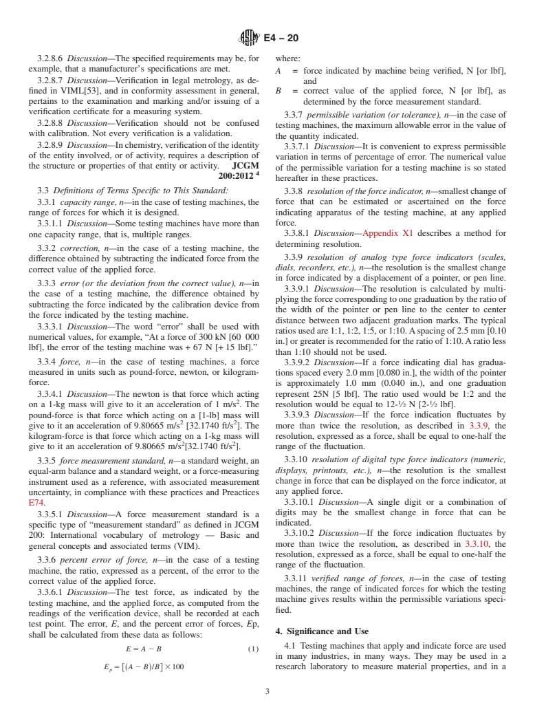 ASTM E4-20 - Standard Practices for  Force Verification of Testing Machines