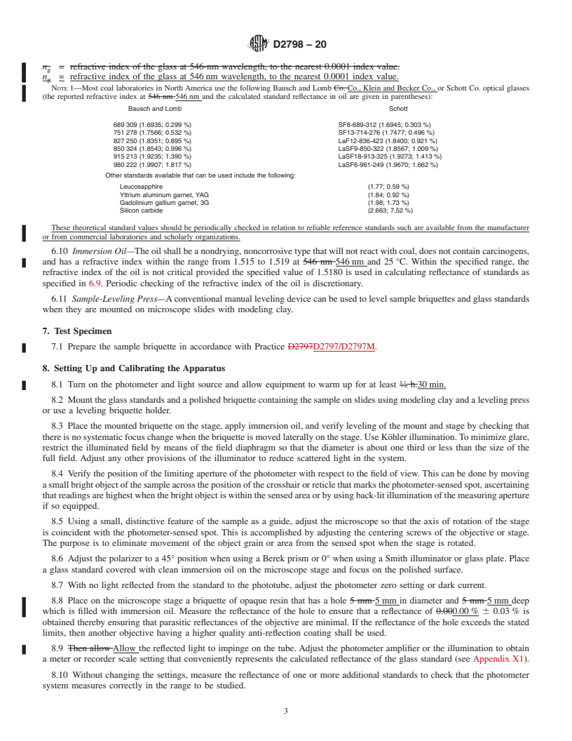 REDLINE ASTM D2798-20 - Standard Test Method for  Microscopical Determination of the Vitrinite Reflectance of Coal