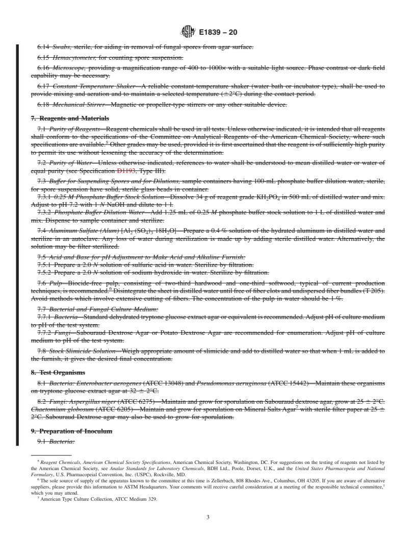 REDLINE ASTM E1839-20 - Standard Practice for  Efficacy of Slimicides for the Paper Industry&#x2014;Bacterial  and Fungal Slime