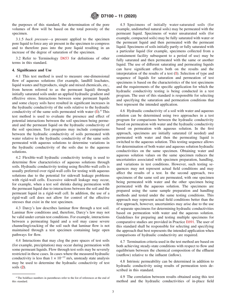 ASTM D7100-11(2020) - Standard Test Method for  Hydraulic Conductivity Compatibility Testing of Soils with   Aqueous Solutions