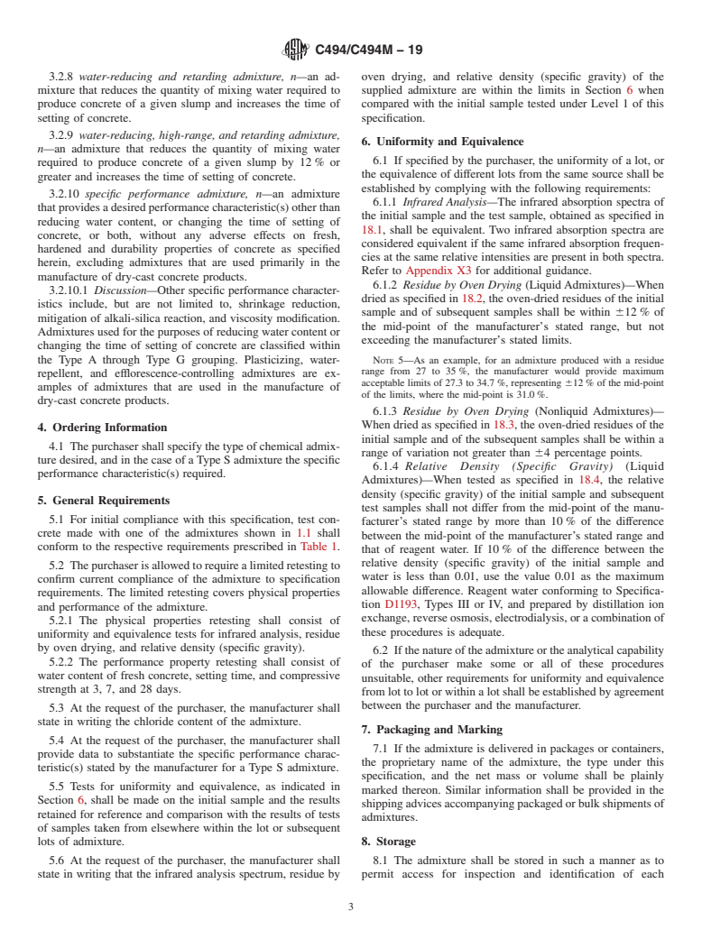 ASTM C494/C494M-19 - Standard Specification for  Chemical Admixtures for Concrete