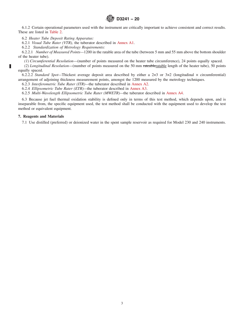 REDLINE ASTM D3241-20 - Standard Test Method for Thermal Oxidation Stability of Aviation Turbine Fuels