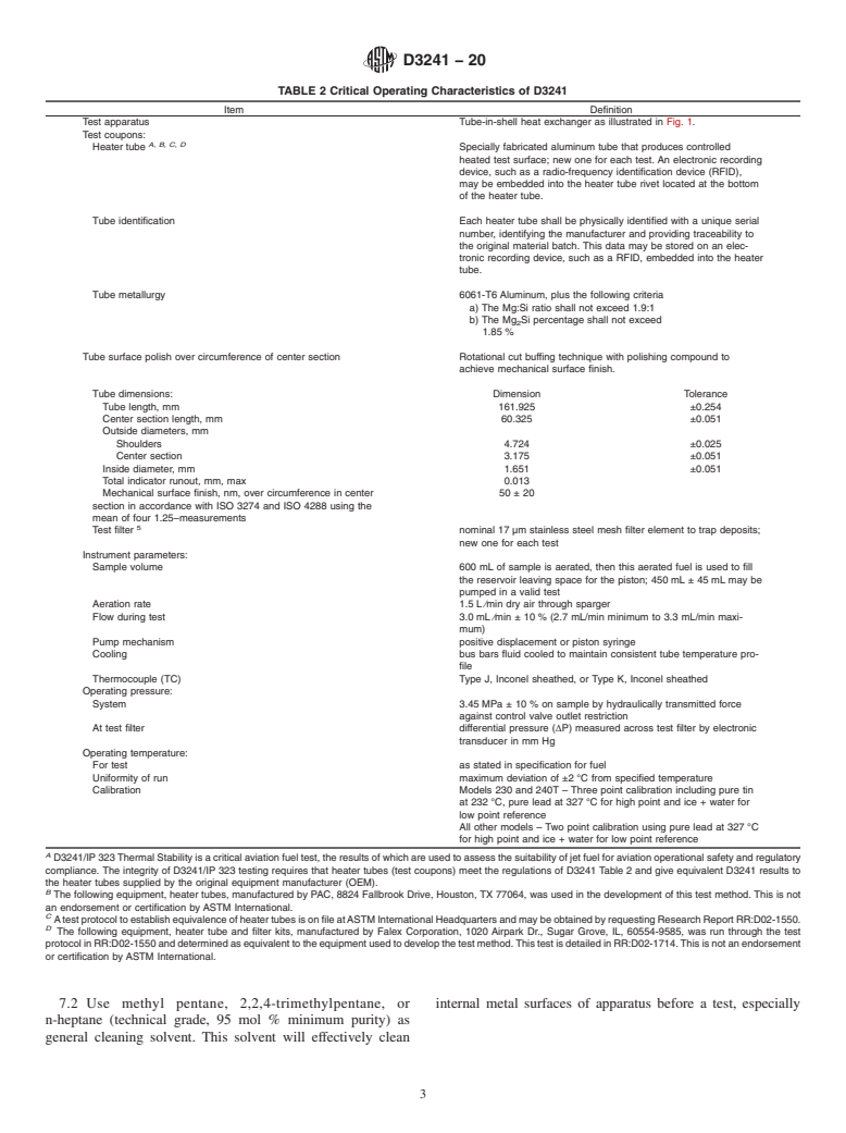 ASTM D3241-20 - Standard Test Method for Thermal Oxidation Stability of Aviation Turbine Fuels