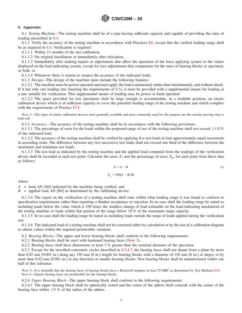 REDLINE ASTM C39/C39M-20 - Standard Test Method for  Compressive Strength of Cylindrical Concrete Specimens