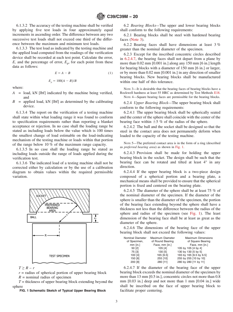 ASTM C39/C39M-20 - Standard Test Method for  Compressive Strength of Cylindrical Concrete Specimens