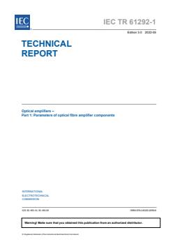 IEC TR 61292-1:2022 - Optical amplifiers - Part 1: Parameters of optical fibre amplifier components - Page 3 preview