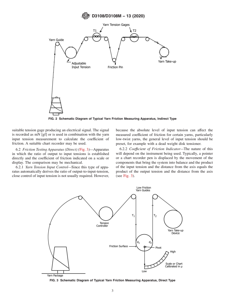 ASTM D3108/D3108M-13(2020) - Standard Test Method for  Coefficient of Friction, Yarn to Solid Material