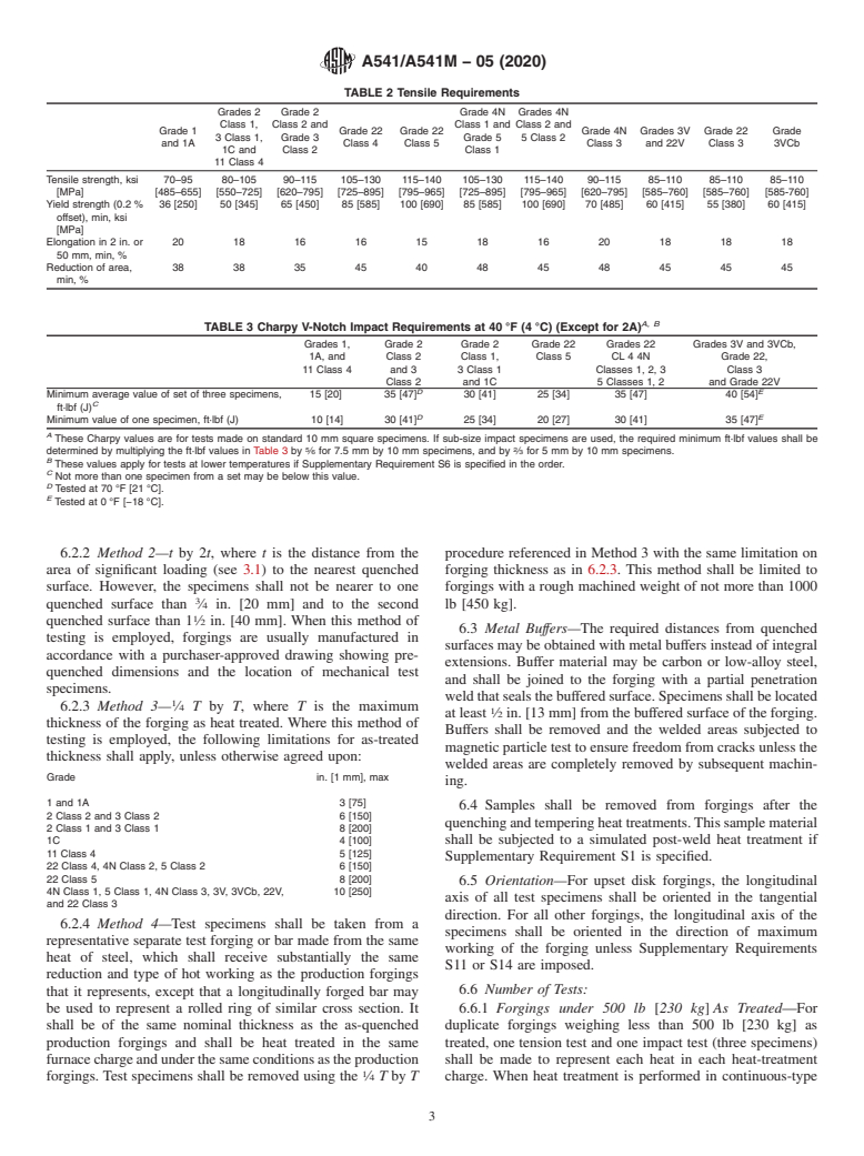 ASTM A541/A541M-05(2020) - Standard Specification for Quenched and Tempered Carbon and Alloy Steel Forgings for Pressure  Vessel Components