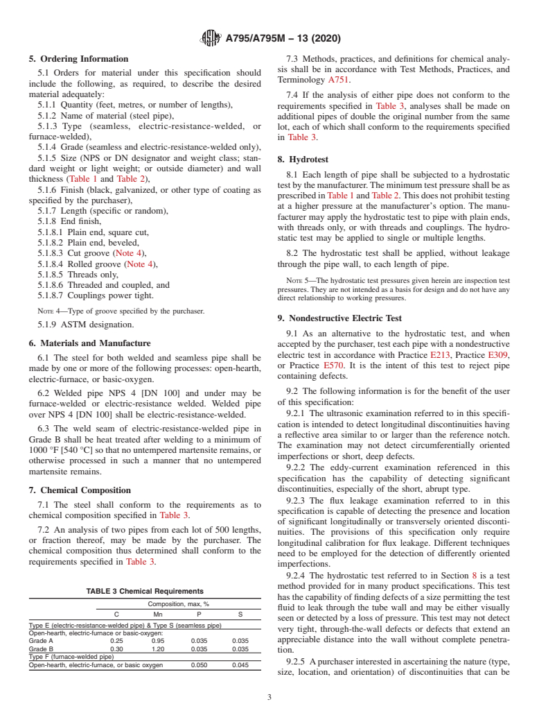 ASTM A795/A795M-13(2020) - Standard Specification for  Black and Hot-Dipped Zinc-Coated (Galvanized) Welded and Seamless  Steel Pipe for Fire Protection Use