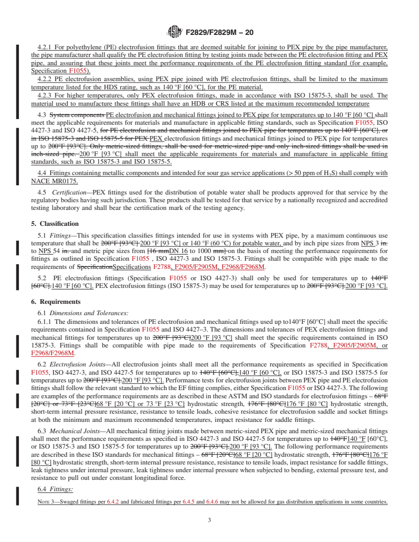 REDLINE ASTM F2829/F2829M-20 - Standard Specification for  Metric- and Inch-Sized Fittings for Crosslinked Polyethylene  (PEX) Pipe