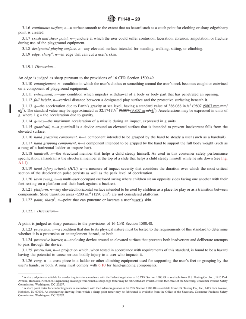 REDLINE ASTM F1148-20 - Standard Consumer Safety Performance Specification for  Home Playground Equipment