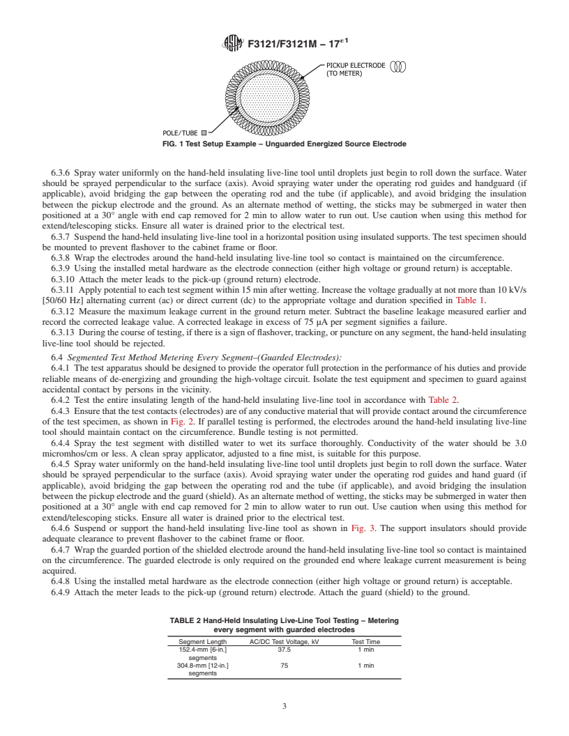 REDLINE ASTM F3121/F3121M-17e1 - Standard Guide for In-Service Inspection, Maintenance, and Electrical Testing  of Hand-Held Live-Line Insulating Tools (Fiberglass-Reinforced Plastic  (FRP))