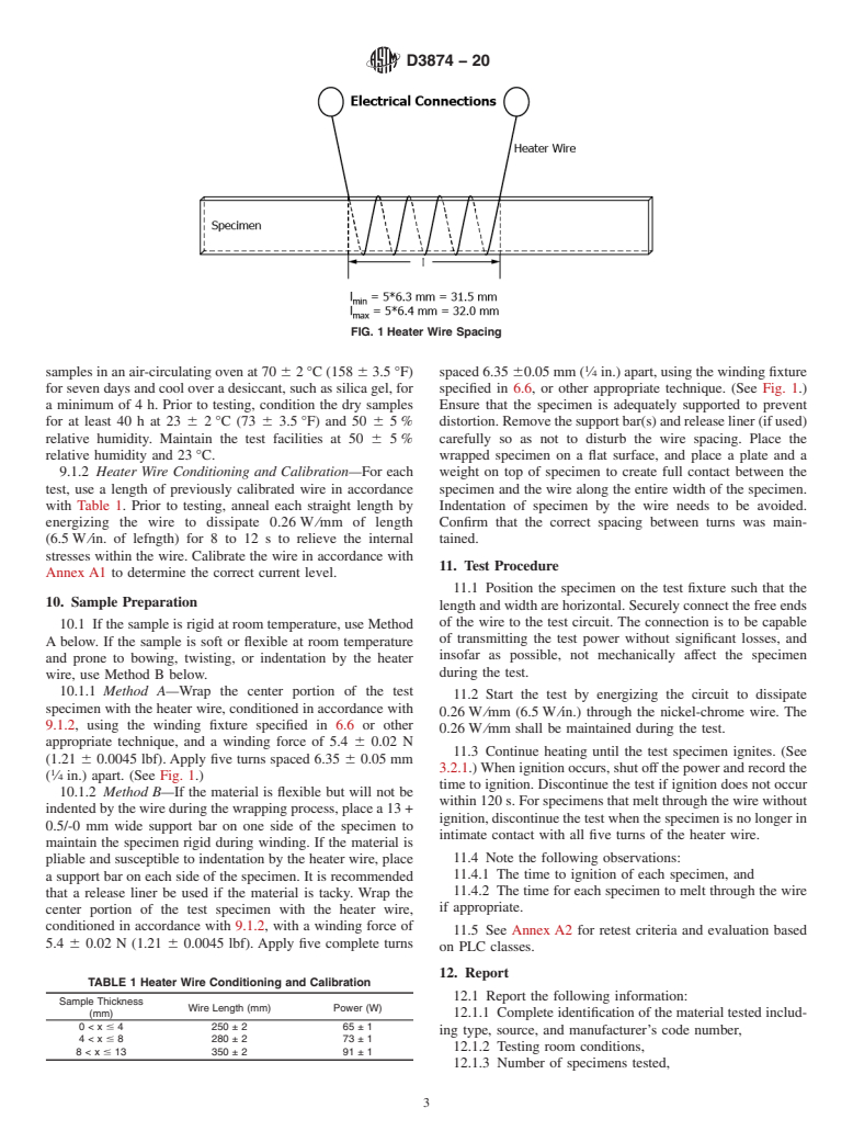 ASTM D3874-20 - Standard Test Method for  Ignition of Materials by Hot Wire Sources