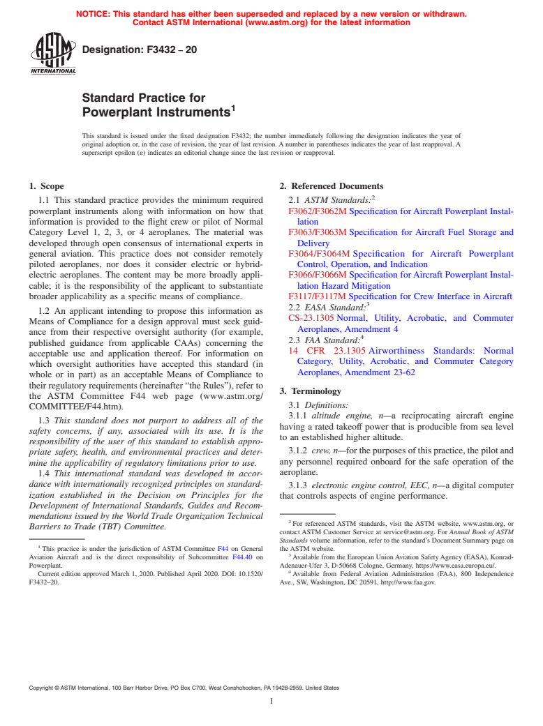 ASTM F3432-20 - Standard Practice for Powerplant Instruments