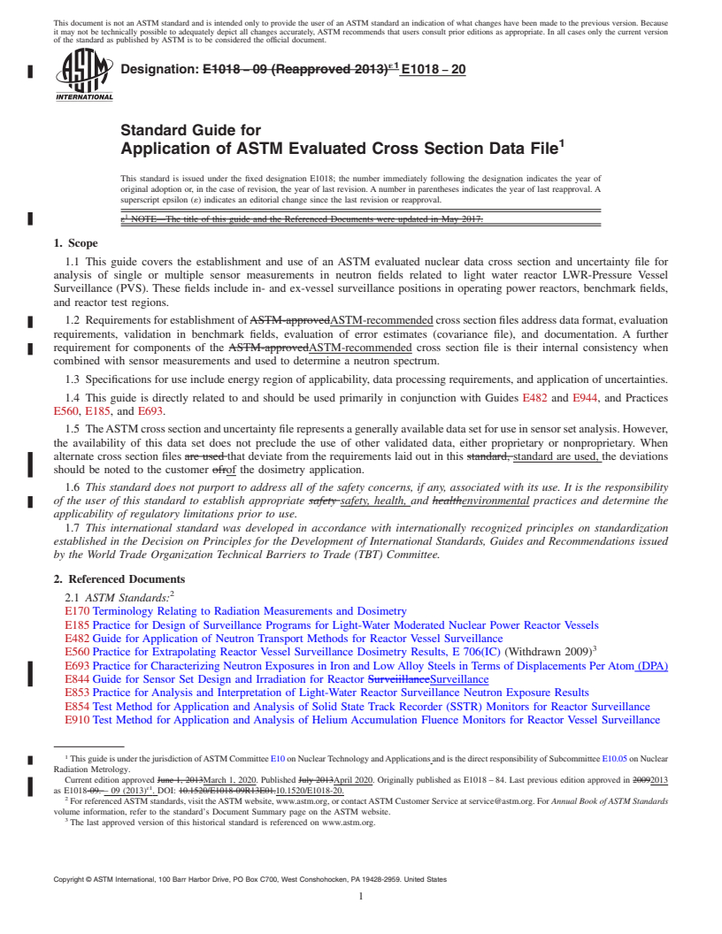REDLINE ASTM E1018-20 - Standard Guide for  Application of ASTM Evaluated Cross Section Data File