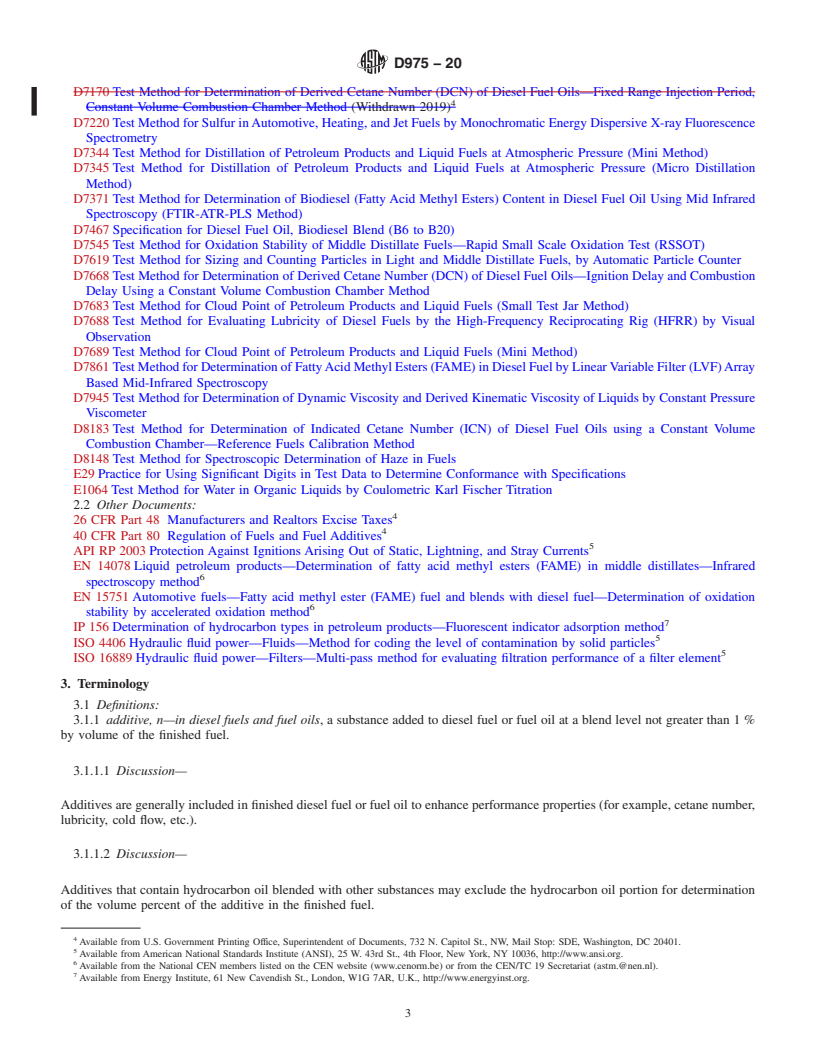 REDLINE ASTM D975-20 - Standard Specification for Diesel Fuel