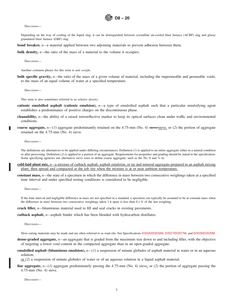 REDLINE ASTM D8-20 - Standard Terminology Relating to  Materials for Roads and Pavements