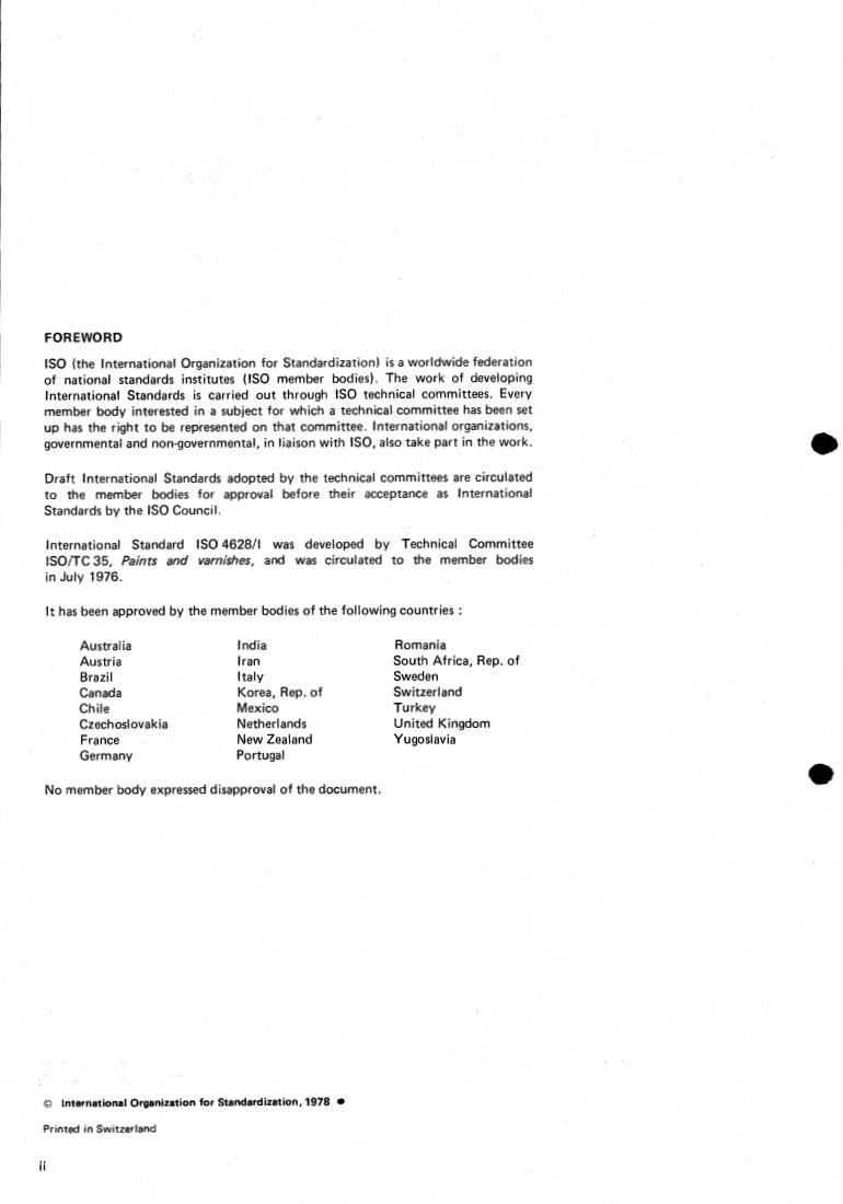 ISO 4628-1:1978 ISO 4628-1:1978 - Paints and varnishes — Evaluation of degradation of paint coatings — Designation of quantity and size of common types of defect — Part 1: General principles and pictorial scales for blistering and rusting
Released:7/1/1978 - Page 2 preview