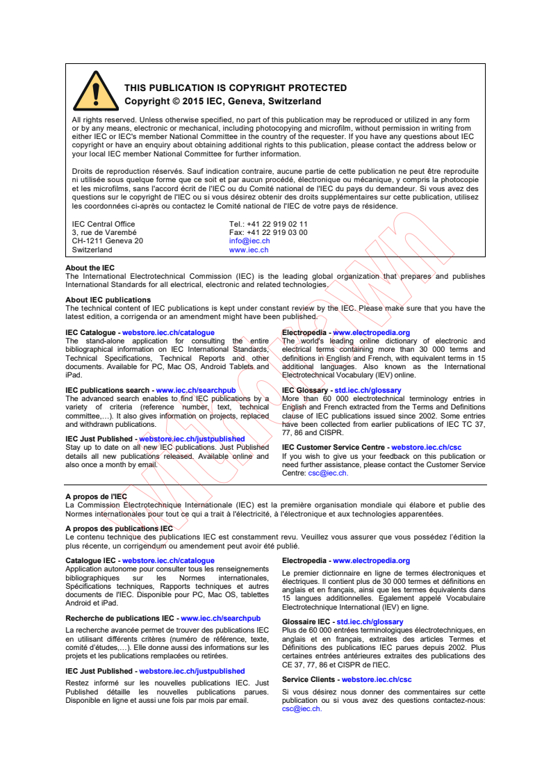 IEC 60669-2-1:2002 IEC 60669-2-1:2002+AMD1:2008+AMD2:2015 CSV - Switches for household and similar fixed electrical installations -Part 2-1: Particular requirements - Electronic switches
Released:3/30/2015
Isbn:9782832225912 - Page 2 preview