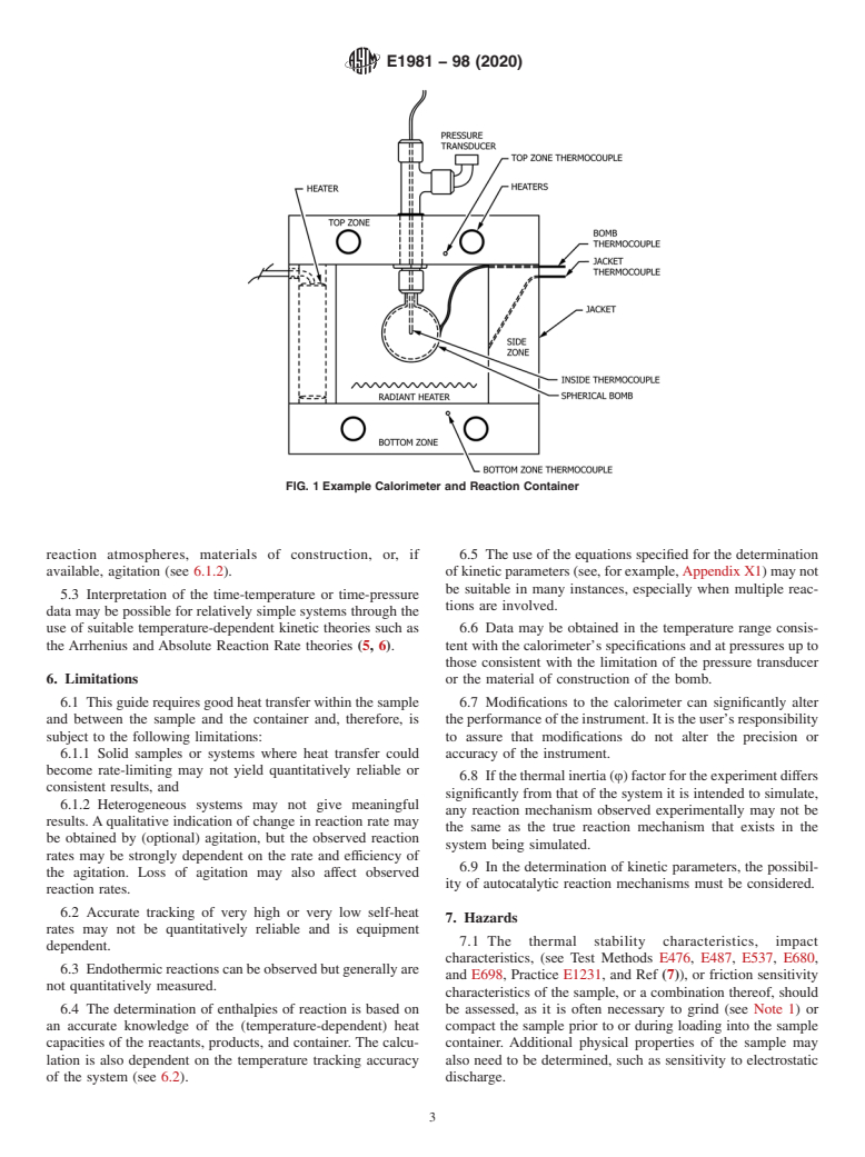 ASTM E1981-98(2020) - Standard Guide for  Assessing Thermal Stability of Materials by Methods of Accelerating  Rate Calorimetry