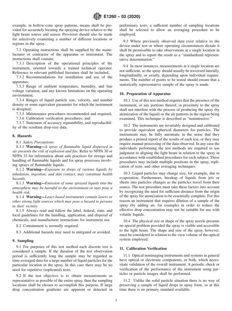 ASTM E1260-03(2020) - Standard Test Method for  Determining Liquid Drop Size Characteristics in a Spray Using  Optical Nonimaging Light-Scattering Instruments