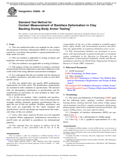 ASTM E3068-20 - Standard Test Method for Contact Measurement of Backface Deformation in Clay Backing  During Body Armor Testing