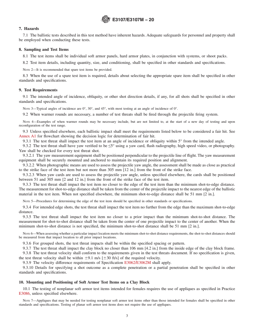 REDLINE ASTM E3107/E3107M-20 - Standard Test Method for Resistance to Penetration and Backface Deformation for Ballistic-resistant  Torso Body Armor and Shoot Packs