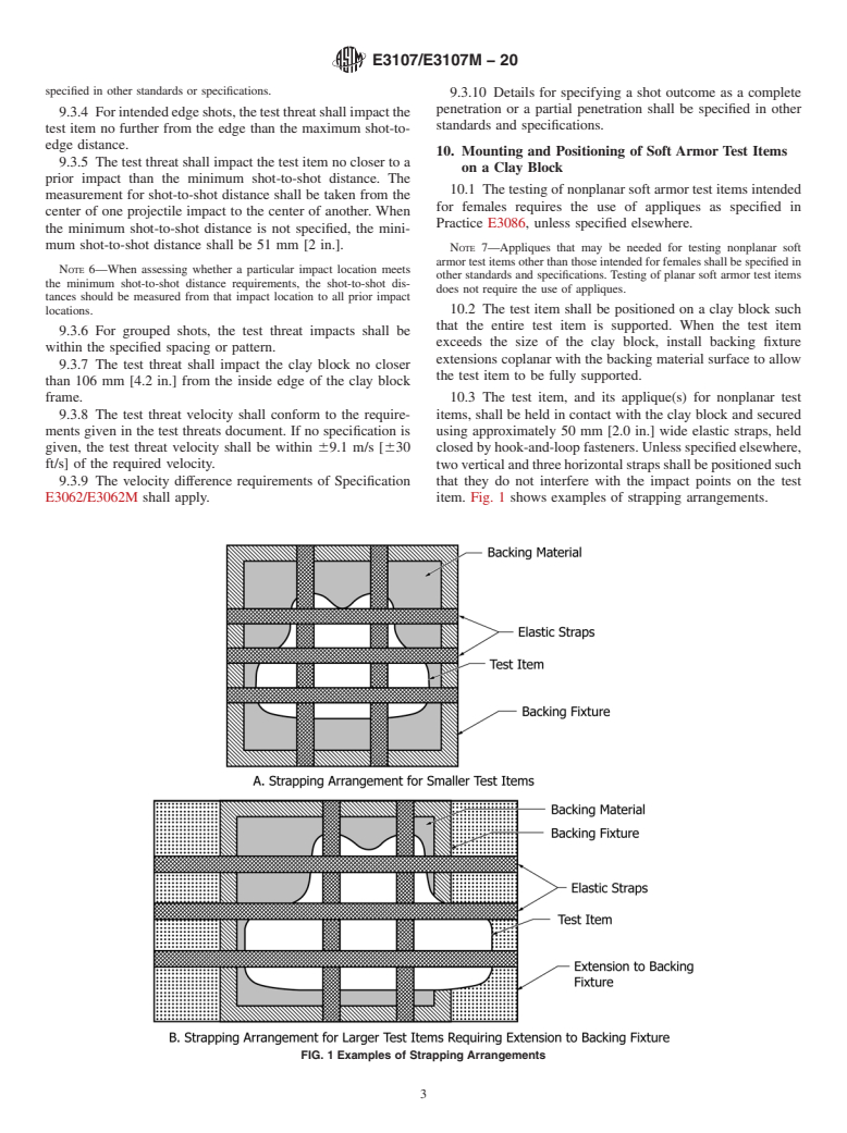 ASTM E3107/E3107M-20 - Standard Test Method for Resistance to Penetration and Backface Deformation for Ballistic-resistant  Torso Body Armor and Shoot Packs