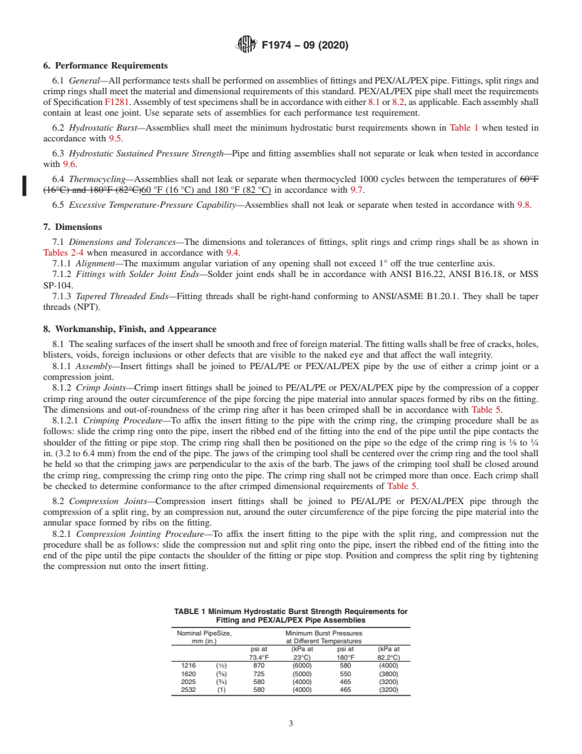 REDLINE ASTM F1974-09(2020) - Standard Specification for Metal Insert Fittings for Polyethylene/Aluminum/Polyethylene  and Crosslinked Polyethylene/Aluminum/Crosslinked Polyethylene Composite  Pressure Pipe