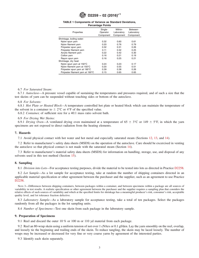 REDLINE ASTM D2259-02(2016)e1 - Standard Test Method for  Shrinkage of Yarns