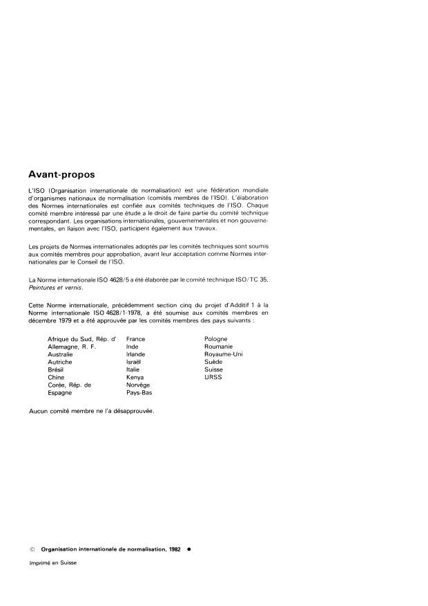 ISO 4628-5:1982 ISO 4628-5:1982 - Peintures et vernis -- Évaluation de la dégradation des surfaces peintes -- Désignation de l'intensité, de la quantité et de la dimension des types courants de défauts - Page 2 preview