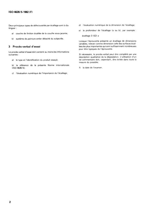 ISO 4628-5:1982 ISO 4628-5:1982 - Peintures et vernis -- Évaluation de la dégradation des surfaces peintes -- Désignation de l'intensité, de la quantité et de la dimension des types courants de défauts - Page 4 preview
