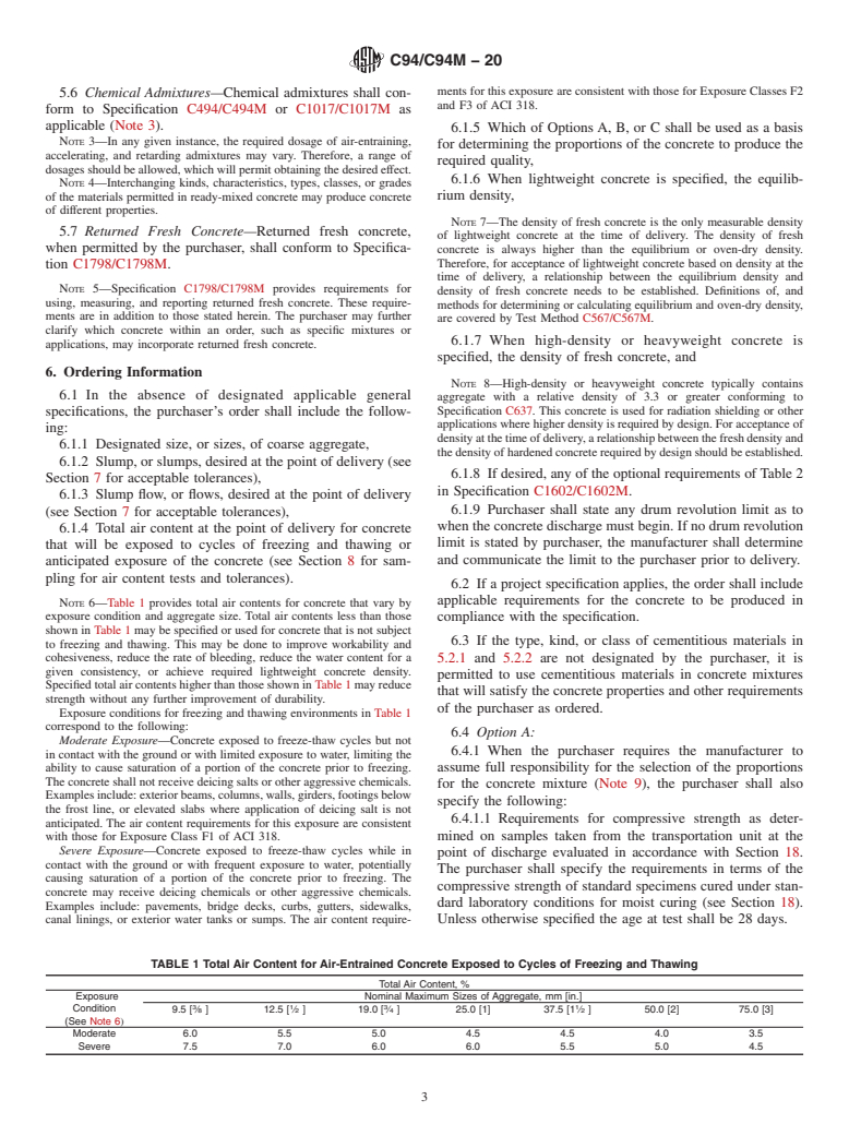 ASTM C94/C94M-20 - Standard Specification for  Ready-Mixed Concrete