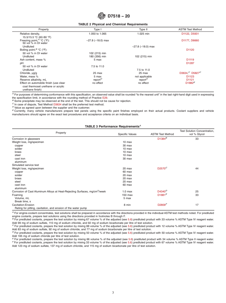 ASTM D7518-20 - Standard Specification for 1,3 Propanediol (PDO) Base Engine Coolant for Automobile and  Light-Duty Service