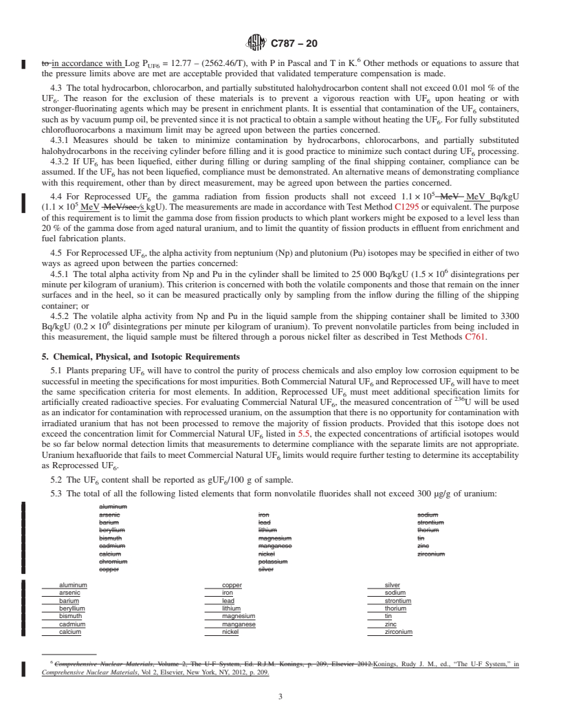 REDLINE ASTM C787-20 - Standard Specification for  Uranium Hexafluoride for Enrichment