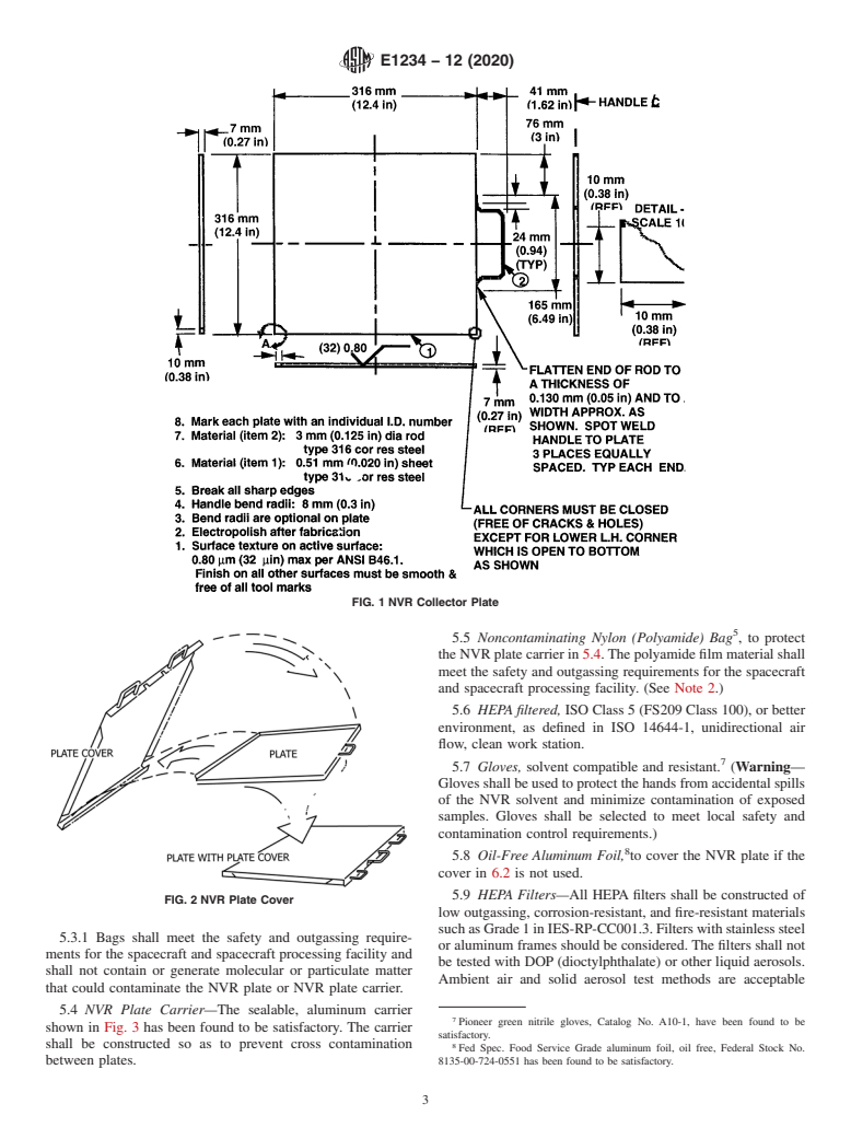 ASTM E1234-12(2020) - Standard Practice for Handling, Transporting, and Installing Nonvolatile Residue  (NVR) Sample Plates Used in Environmentally Controlled Areas for Spacecraft