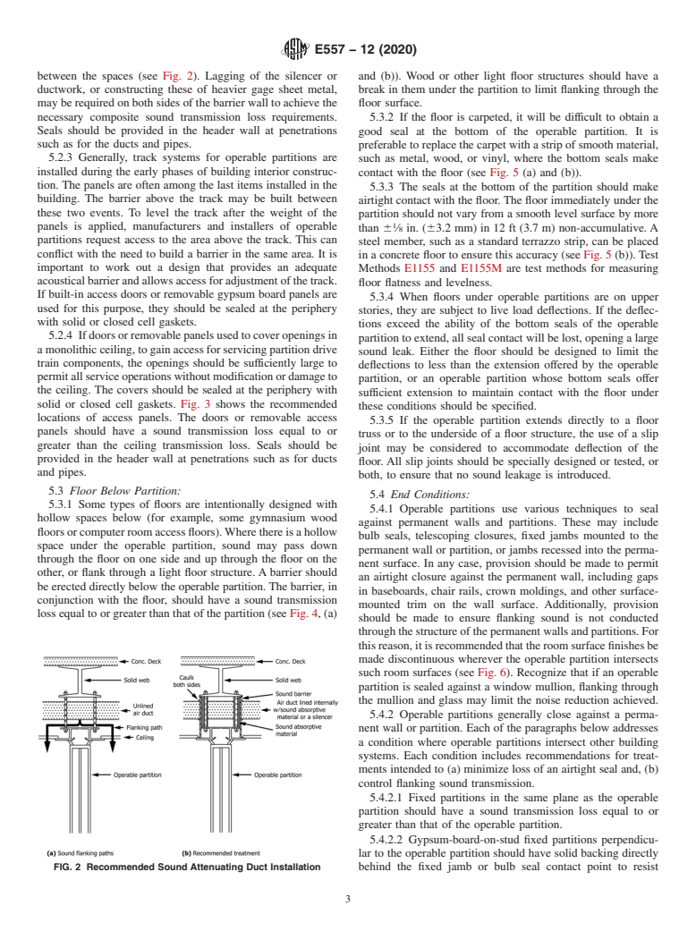 ASTM E557-12(2020) - Standard Guide for Architectural Design and Installation Practices for Sound Isolation  between Spaces Separated by Operable Partitions