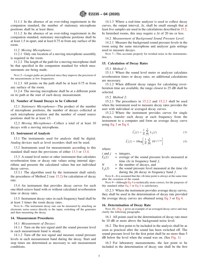 ASTM E2235-04(2020) - Standard Test Method for  Determination of Decay Rates for Use in Sound Insulation Test  Methods