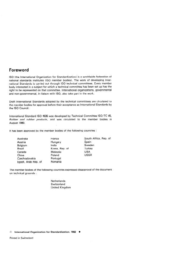 ISO 4635:1982 ISO 4635:1982 - Rubber, vulcanized -- Preformed compression seals for use between concrete motorway paving sections -- Specification for material - Page 2 preview