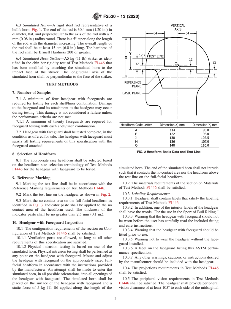 ASTM F2530-13(2020) - Standard Specification for Protective Headgear with Faceguard Used in Bull Riding