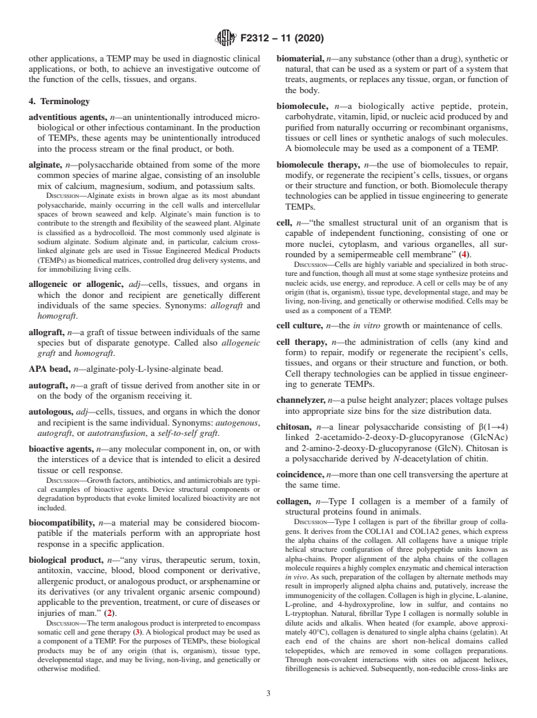 ASTM F2312-11(2020) - Standard Terminology Relating to Tissue Engineered Medical Products