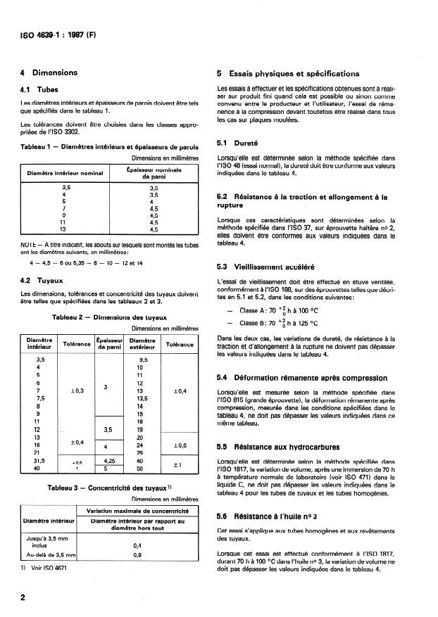 ISO 4639-1:1987 ISO 4639-1:1987 - Tuyaux et tubes en caoutchouc pour circuits a carburants pour moteurs a combustion interne -- Spécifications - Page 4 preview