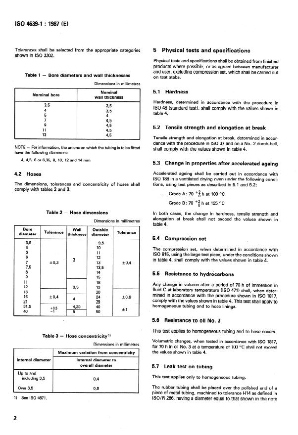 ISO 4639-1:1987 ISO 4639-1:1987 - Rubber tubing and hoses for fuel circuits for internal combustion engines -- Specification - Page 4 preview