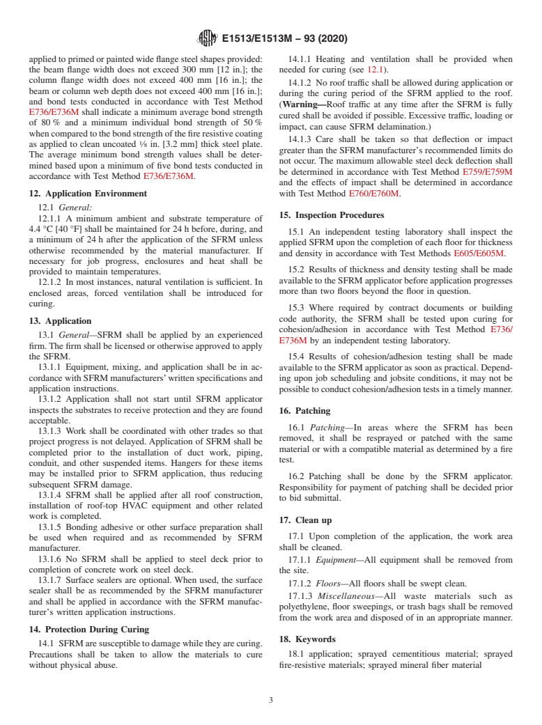 ASTM E1513/E1513M-93(2020) - Standard Practice for Application of Sprayed Fire-Resistive Materials (SFRMs)