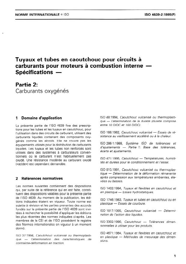 ISO 4639-2:1995 - Tuyaux et tubes en caoutchouc pour circuits a carburants pour moteurs a combustion interne -- Spécifications
